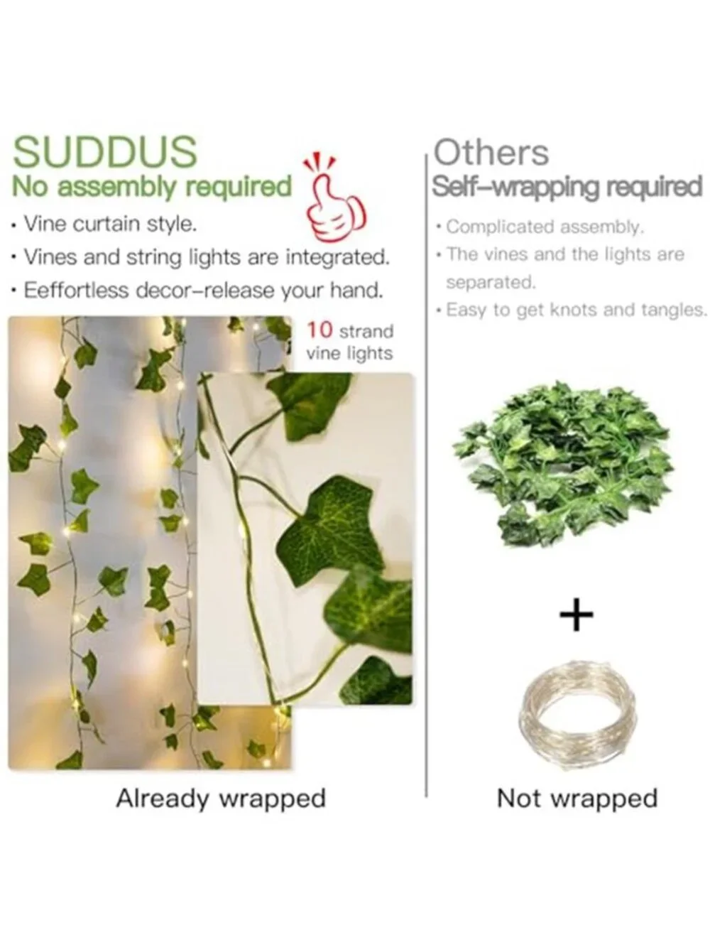 LED Vine Curtain Lights Fairy String Lights Bedroom Wall Decor Remote Control